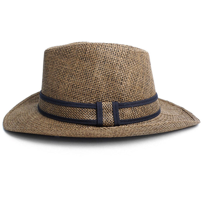 Beach Classic Trilby Short Brim Fedora Hat Band Cuban Cap Summer Men Women L/XL