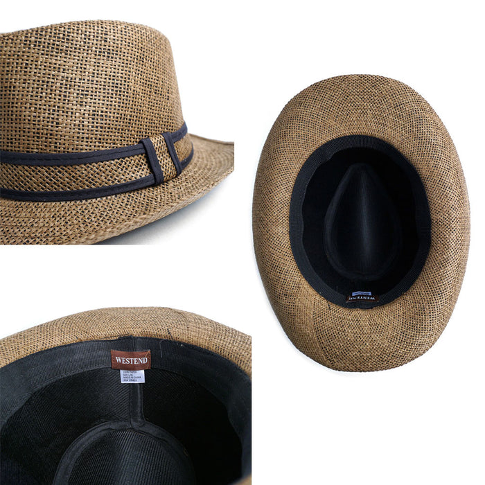 Beach Classic Trilby Short Brim Fedora Hat Band Cuban Cap Summer Men Women L/XL