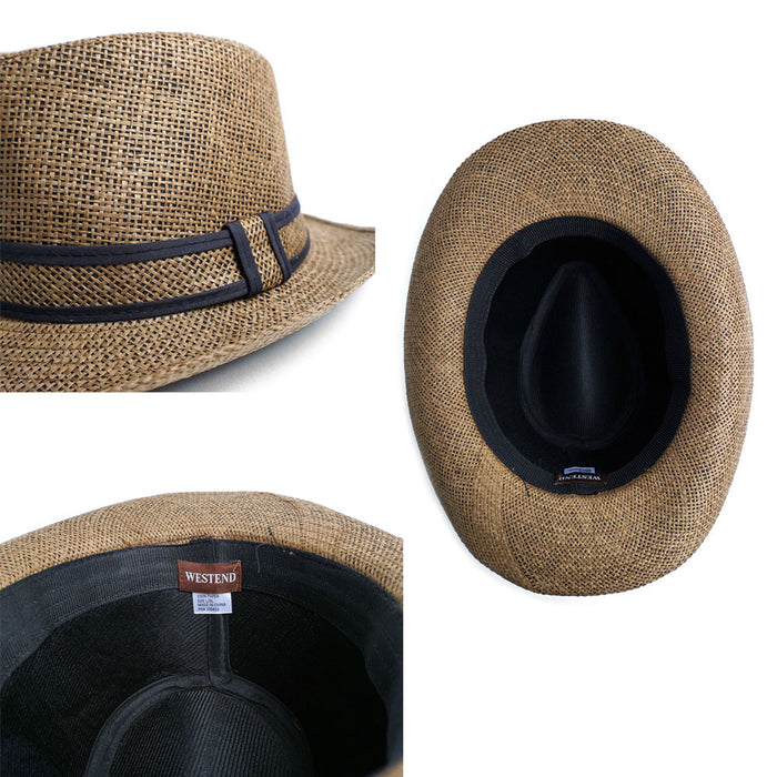 Beach Classic Trilby Short Brim Fedora Hat Band Cuban Cap Summer Men Women S/M