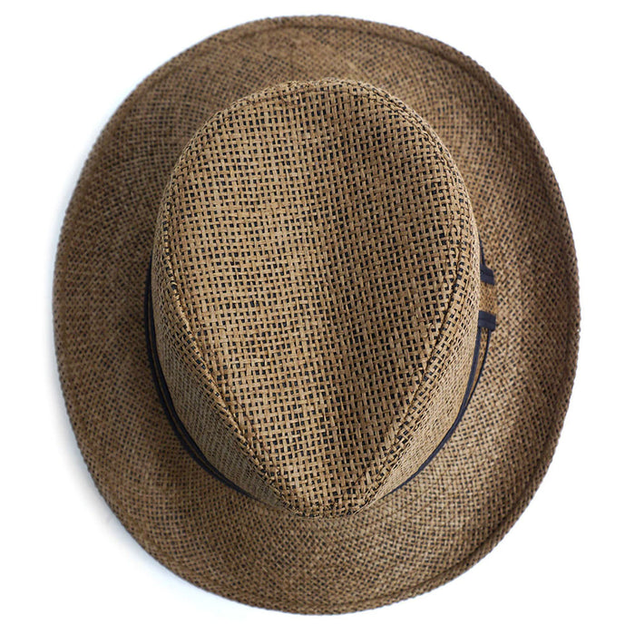 Beach Classic Trilby Short Brim Fedora Hat Band Cuban Cap Summer Men Women L/XL