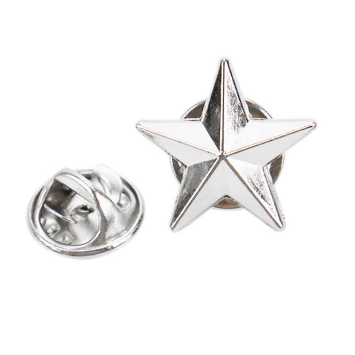 Military 3D 5 Point Silver Star Lapel Pin Rank USA Army Sergeant Collar Veteran