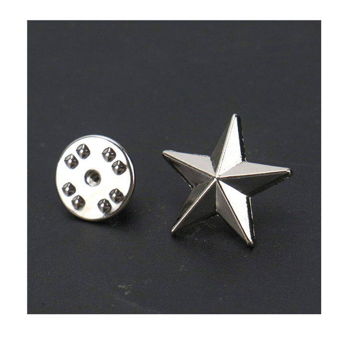 Military 3D 5 Point Silver Star Lapel Pin Rank USA Army Sergeant Collar Veteran