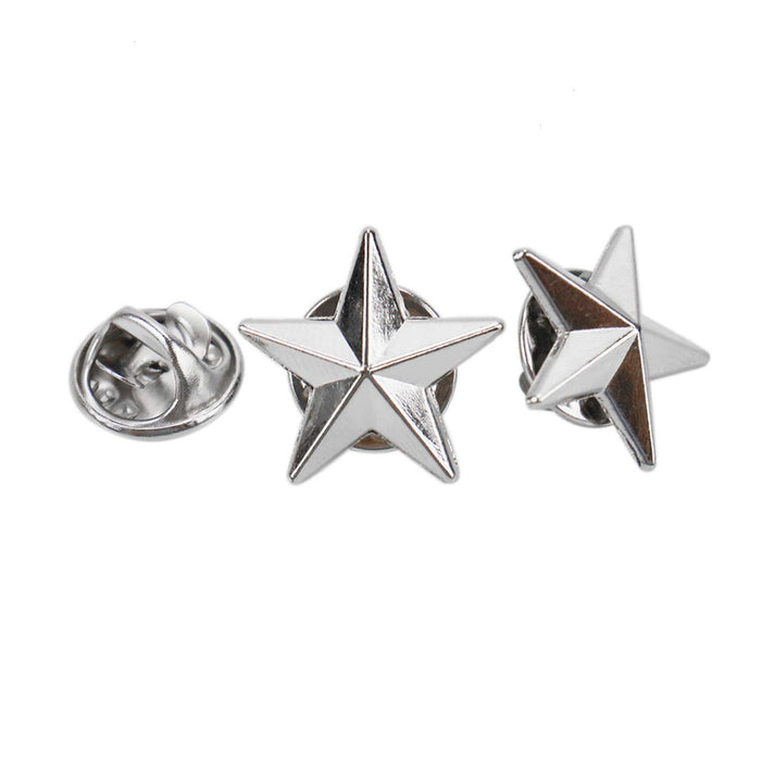 Military 3D 5 Point Silver Star Lapel Pin Rank USA Army Sergeant Collar Veteran