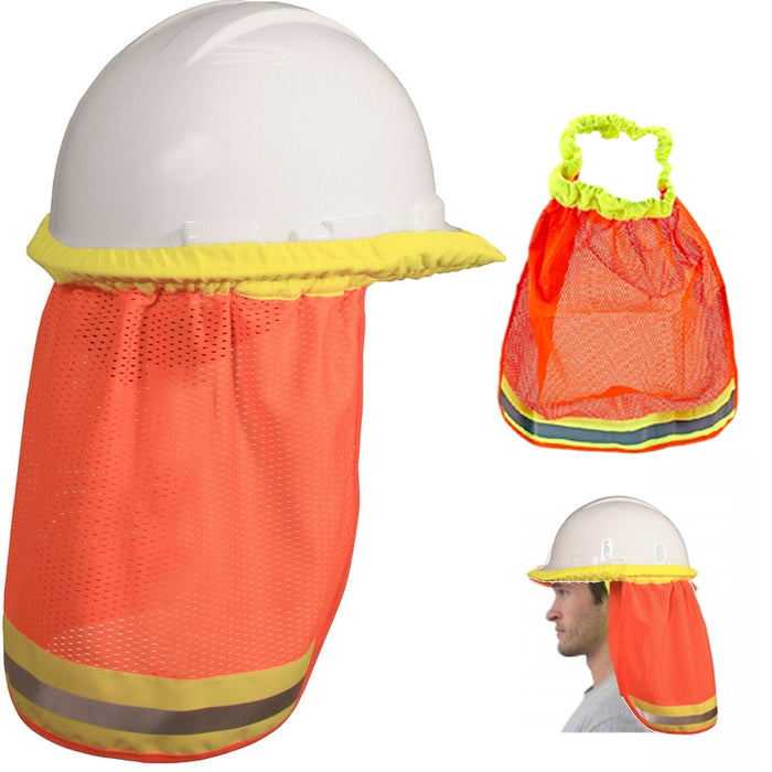 2PC Safety High Visibility Neck Sun Shade Hard Hat Mesh Shield Flame NFPA 701