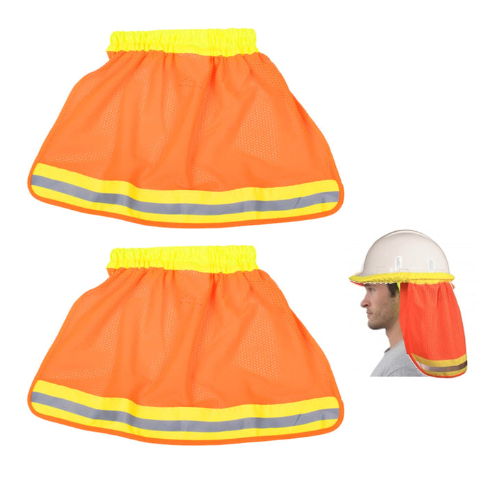 2PC Safety High Visibility Neck Sun Shade Hard Hat Mesh Shield Flame NFPA 701