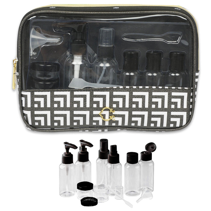 1 X Travel Bottle Set 11 Pc Clear Plastic Cosmetic Bag Toiletry Container Pouch