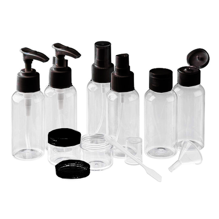 1 X Travel Bottle Set 11 Pc Clear Plastic Cosmetic Bag Toiletry Container Pouch