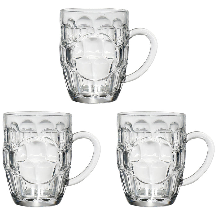 3 Pilsner Glass Cups Clear 16 Oz Coffee Mug Tea Soup Beer Set Hot Cold Beverage