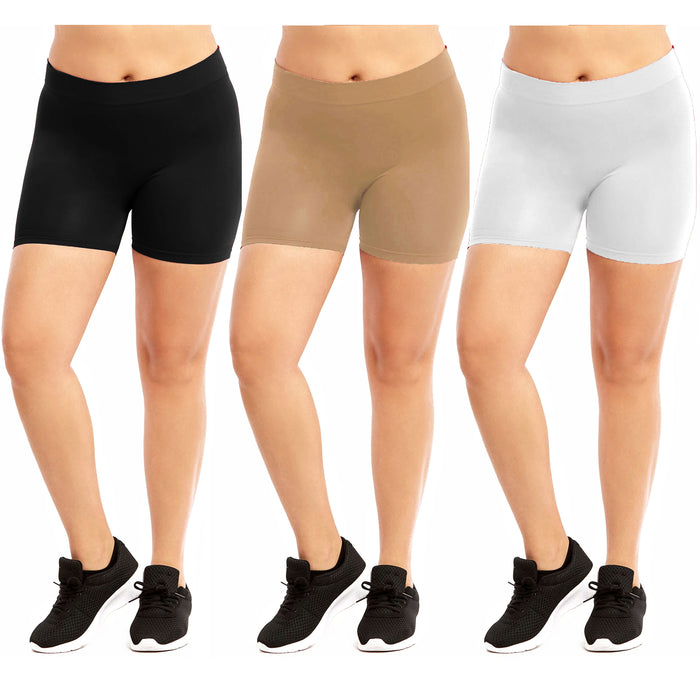 3 Women Biker Shorts Plus Size Cycling Gym Dance Hot Pants Legging Active Casual