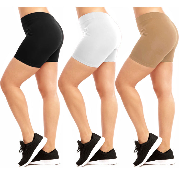 3 Women Biker Shorts Plus Size Cycling Gym Dance Hot Pants Legging Active Casual