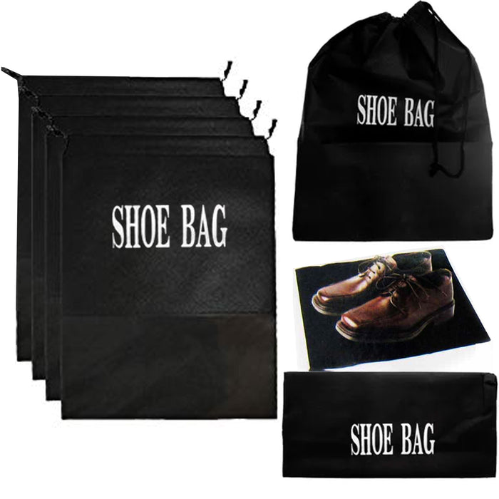 4 Travel Shoe Bags Luggage Black Bag Golf Suitcase Storage Case Pack Draw String