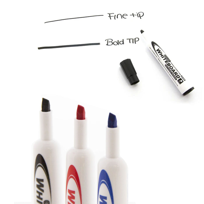6pcs Dry Erase Whiteboard Markers Chisel Point Black Pens Office School Low Odor