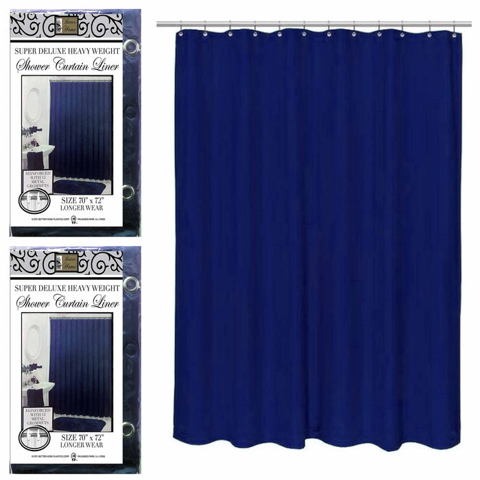 2 Shower Curtain Liner Navy Blue Vinyl Bathroom Metal Grommet Waterproof 70"X72"