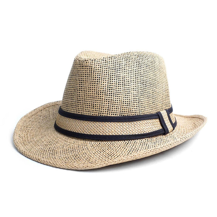 Beach Classic Trilby Short Brim Fedora Hat Band Cuban Cap Summer Men Women L/XL