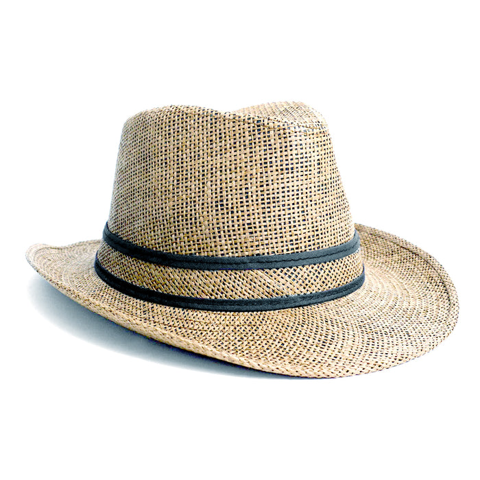 Beach Classic Trilby Short Brim Fedora Hat Band Cuban Cap Summer Men Women L/XL