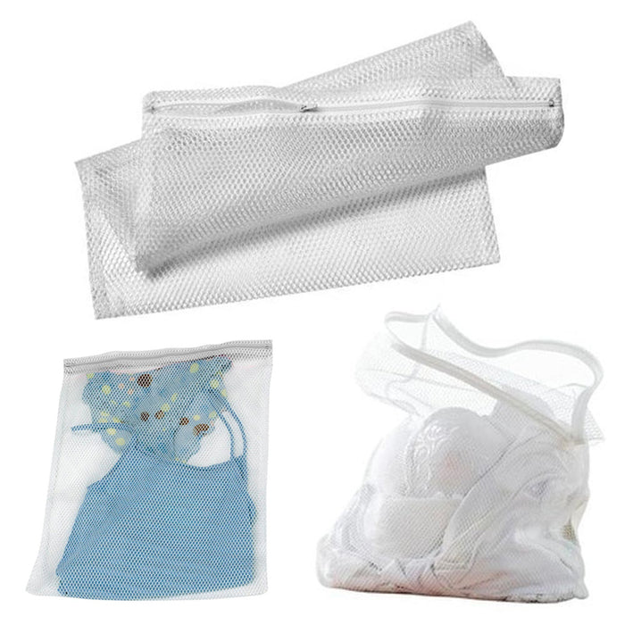 4 Pc White Mesh Laundry Bag 14" x 18" Wash Lingerie Delicates Panties Hose Bras