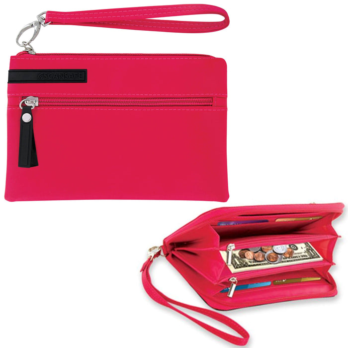2 Pc Women's Wristlet Wallet Zippered RFID Theft Blocking Clutch Purse Scan Safe