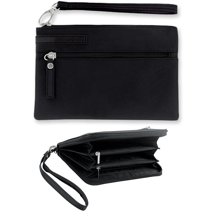 2 Pc Women's Wristlet Wallet Zippered RFID Theft Blocking Clutch Purse Scan Safe