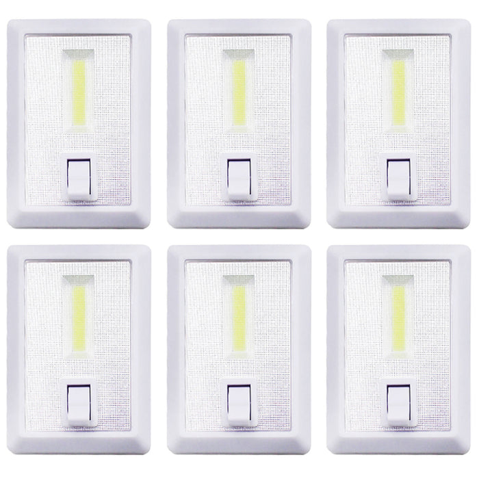 6 Wireless COB LED Mini Switch Night Light Wall Battery Operated 100 Lumens Lamp
