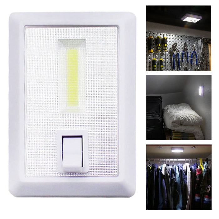 4 Pc Mini COB LED Switch Wall Night Light Battery Operated Cabinet Garage Light