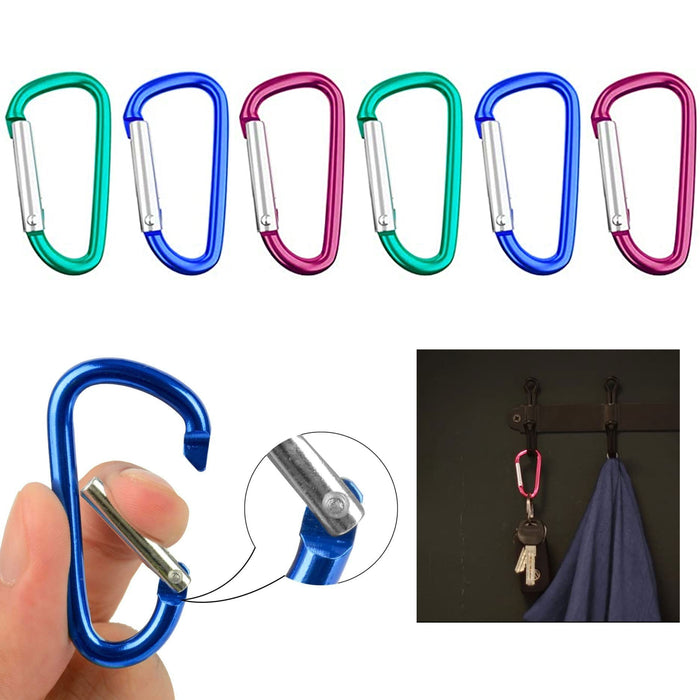 8 Aluminum Carabiner Large D-Ring Snap Hook Key Chain Cushion Grip Colors 2 3/4"