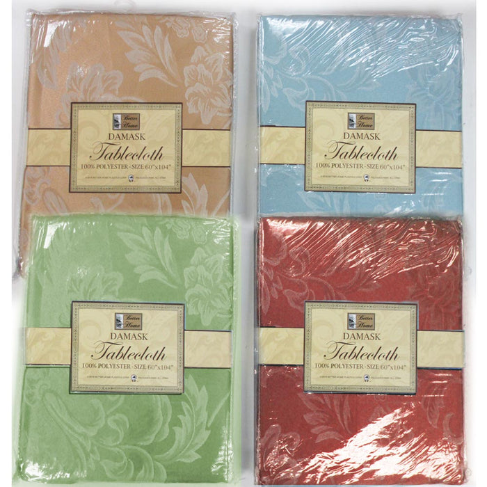 1Pc Fabric Oblong Tablecloth Rectangular 60" X 104" Damask Pattern Asst Colors