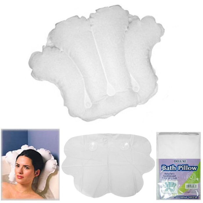 Deluxe Inflatable Bath Pillow Rest Neck Tub Cushion Spa Bathtub Luxury Relax New