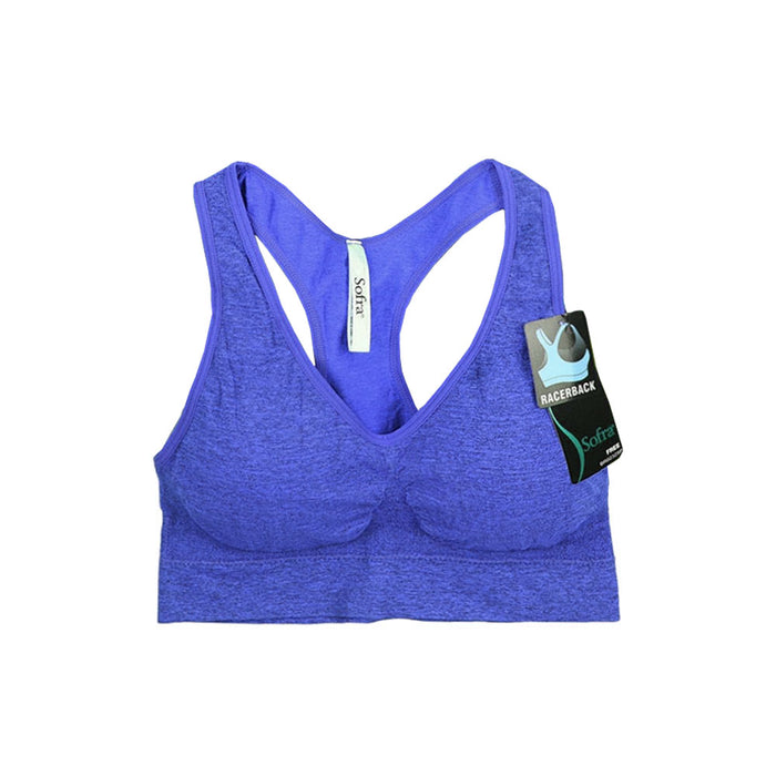 Womens Sports Bra Seamless Racerback Padded Yoga Gym Stretch Soft Top One Size