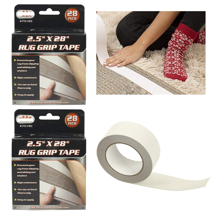 2 Rolls Rug Grip Tape Mat Non-Slip Gripper Carpet All Floor Type Anti Skid 2.5"W