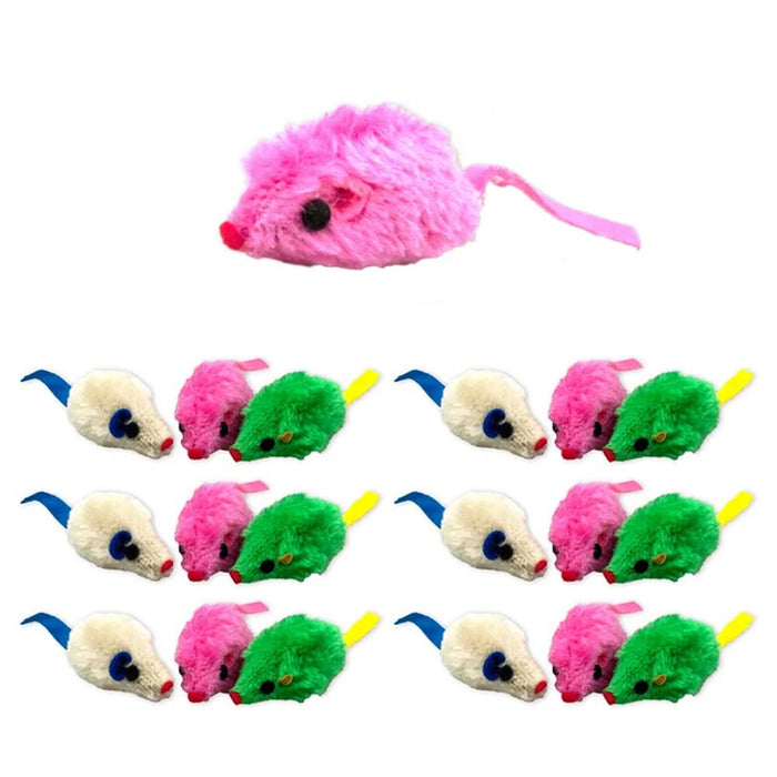 18PC Play Furry Cat Toy Pet Exercise Kittens Interactive Catch Mice Mouse Indoor
