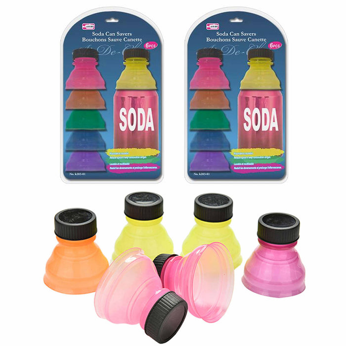 12 Soda Savers Can Covers Cap Lid Reusable Pop Drink Protector Spill Free Bottle
