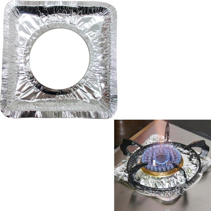 24 Pc Aluminum Foil Square Gas Burner Disposable Stove Bib Liners Covers Cooking