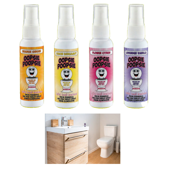 4 Pack Oopsie Poopsie Air Freshener Spray Toilet Odor Eliminator Deodorizer Bath
