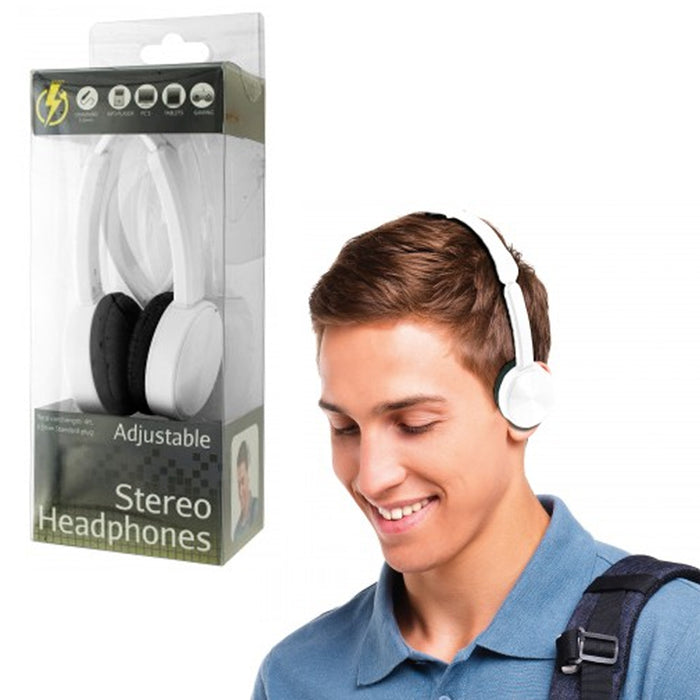 Stereo Headphones Over Head On Ear Foldable All Devices 3.5mm DJ iPod PC White