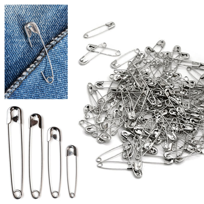 400 Ct Safety Pins Assorted Silver Sewing Quilt Crafting Jewelry Beading Metal