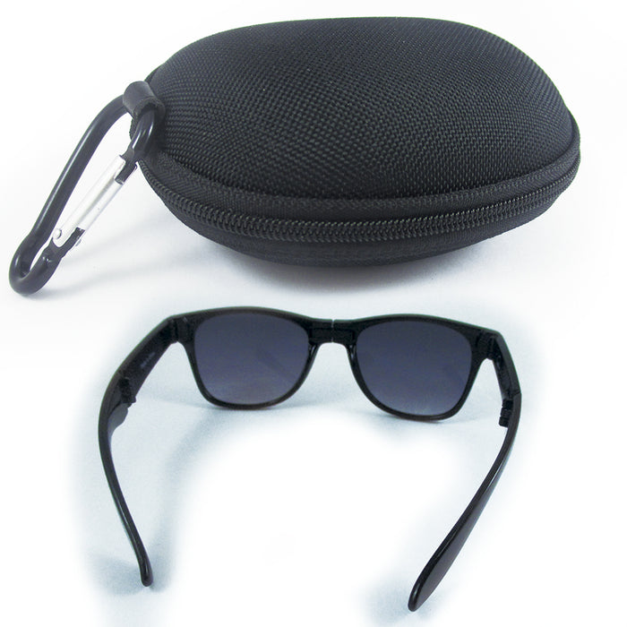 JetSetter Foldable Sunglasses Hardshell Case Portable Keyring 100% UVA UVB Black