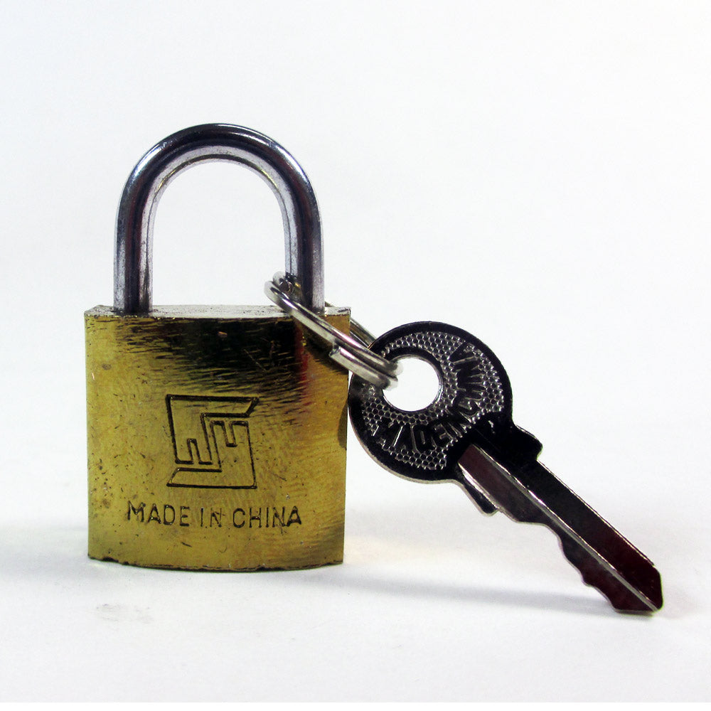 AllTopBargains 3 Small Metal Padlocks Mini Brass Tiny Box Locks Keyed Jewelry 2 Keys 20mm Safe, Gold
