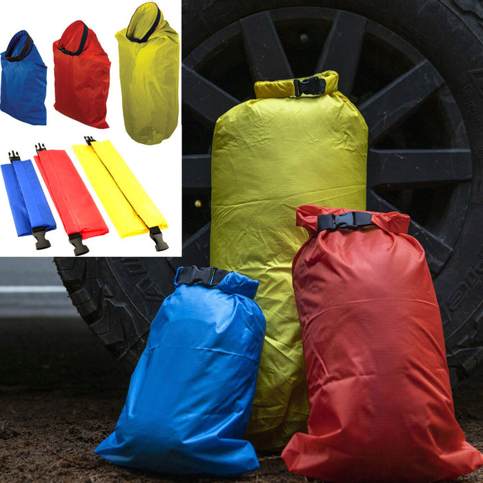 3pc Dry Sack Set Utility Bag Waterproof Gear Camping Kayaking Fishing Asst Sizes