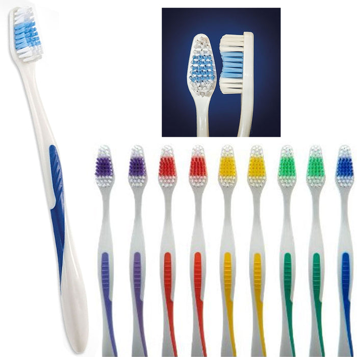10 Pc Toothbrushes Medium Soft Curved Bristles Oral Care Gum Clean Tooth Brushes
