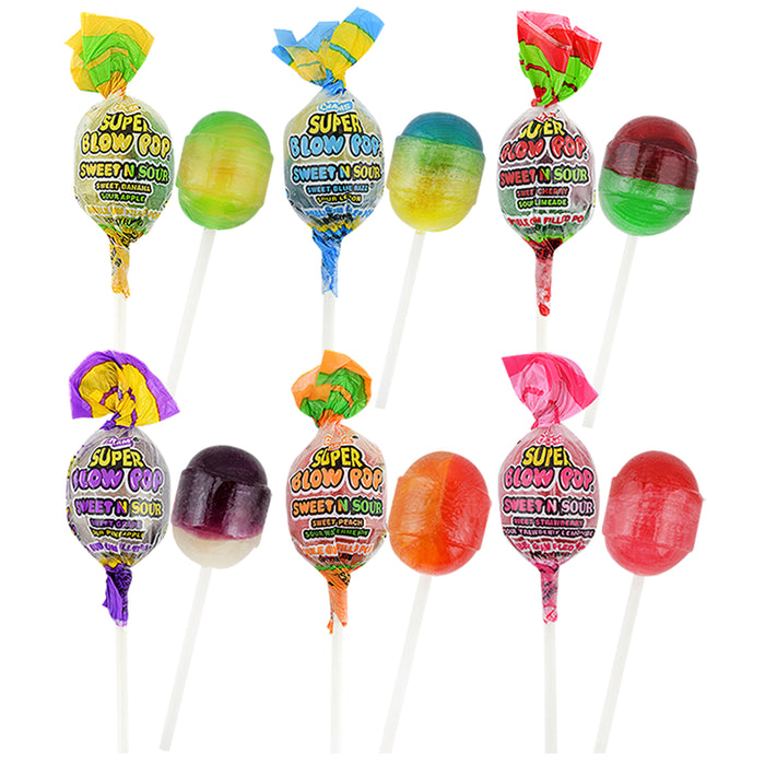10 Pc Super Blow Pops Sweet Sour Lollipops Colorful Sucker Stick Candy Lollypops