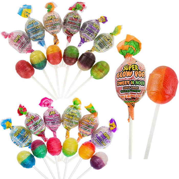 10 Pc Super Blow Pops Sweet Sour Lollipops Colorful Sucker Stick Candy Lollypops