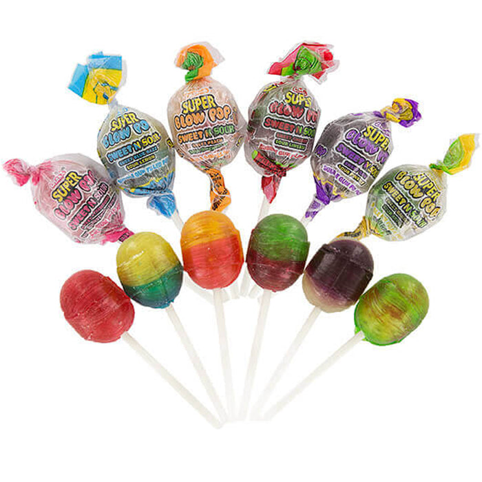 10 Pc Super Blow Pops Sweet Sour Lollipops Colorful Sucker Stick Candy Lollypops