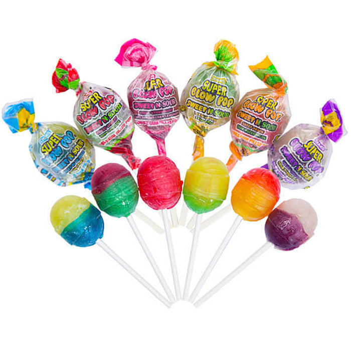 30 Pc Super Blow Pops Sweet Sour Gum Lollipops Party Favor Gift Goody Bag Candy