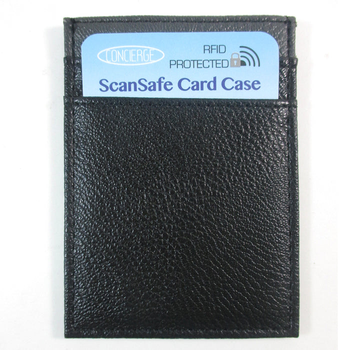 RFID Wallet Mens Slim Leather Blocking Front Pocket Thin Card ID Holder Black