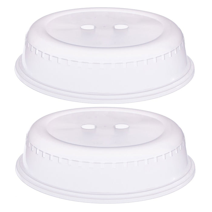 2 Pc Microwave Plate Covers Clear Plastic Vent Steam Splatter Lid Food Dish 10"