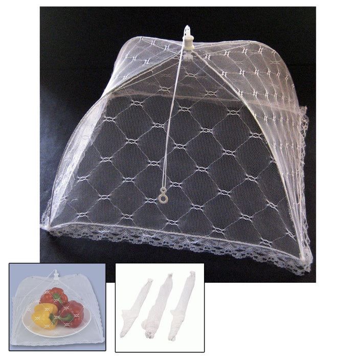 Lot 3 Food Umbrella Covers Picnic Bbq Party Sports Tent White 12" Mesh Toppers