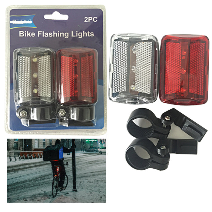 2pc Bike Lights Flashing Bright LED Flasher Reflector Clip Biking Bicycle Safety