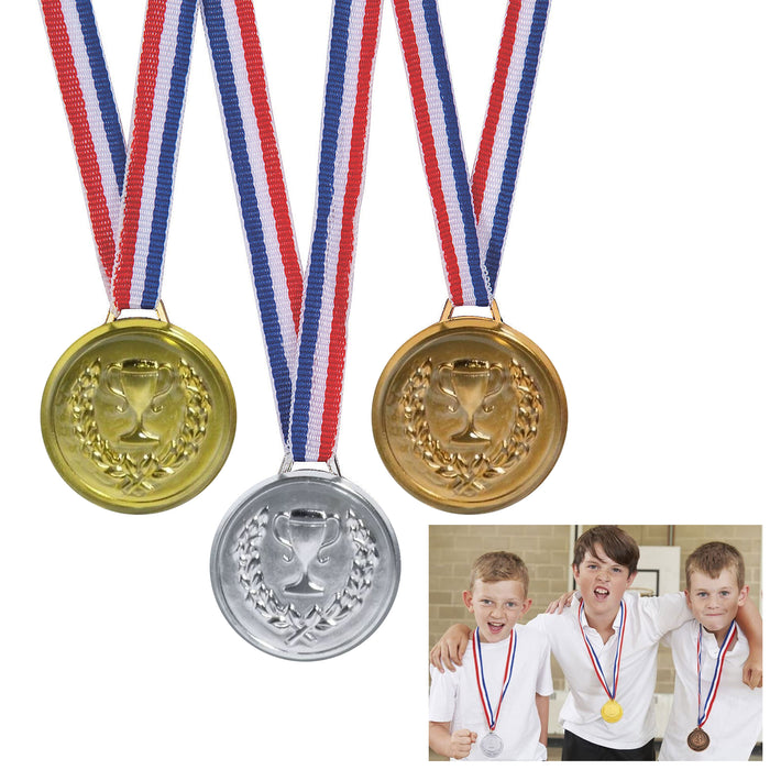3 Competition Plastic Award Medal Gold Silver Bronze Olympic Style Medal Kid Toy