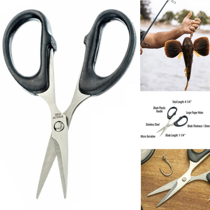 1 Pc 4-1/4" Fishing Line Scissors Sewing Thread Snip Stainless Steel Blade Black