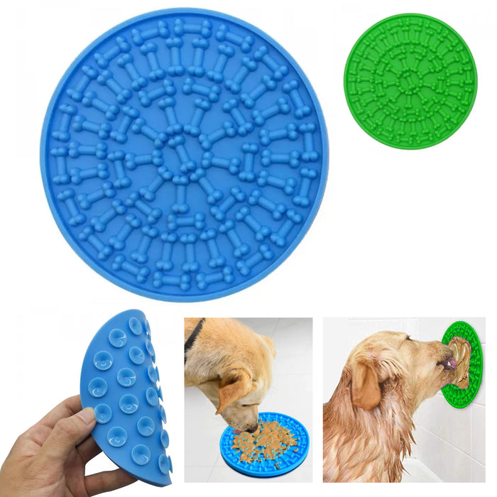 1 Silicone Lick Pad Dog Treat Mat Non Slip Slow Feeder Puppy Pet Food Dish Tray